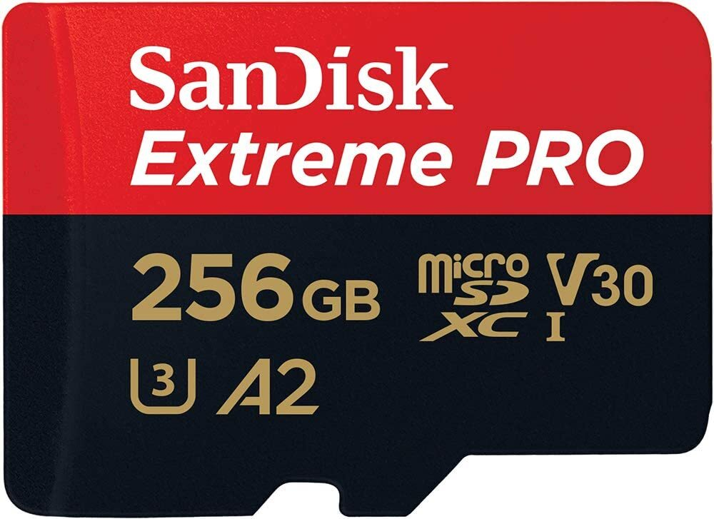 Карта памяти SanDisk Extreme Pro microSDXC 256 ГБ UHS-I, V30, A2, U3 с адаптером