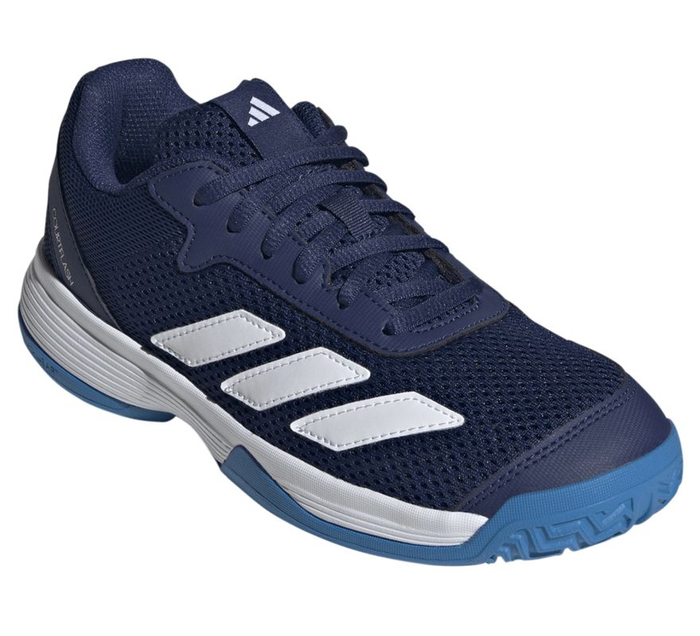 Детские Кроссовки теннисные  Adidas Courtflash K - dark blue/cloud white/bright blue
