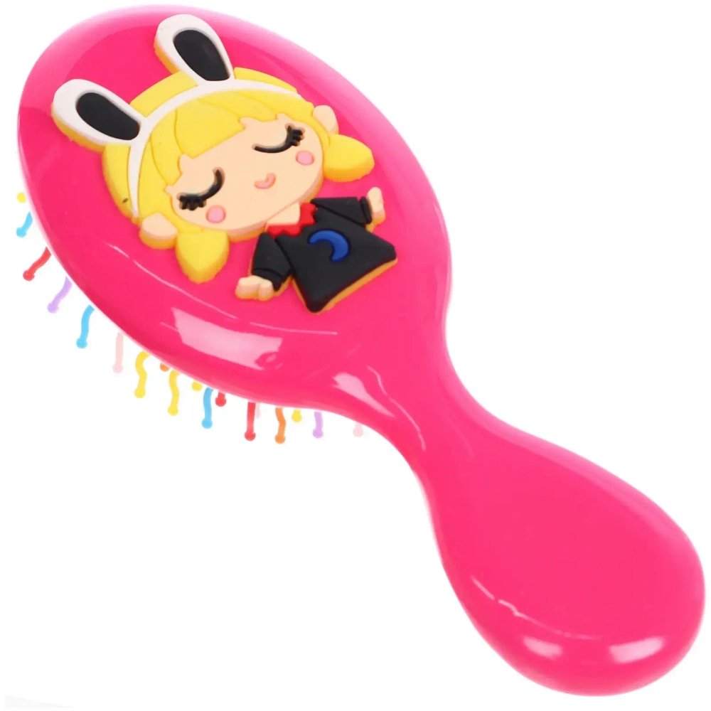 Расчёска массажная детская «Little darling», Милая Аннет, цвет ярко - розовый, разноцветные зубчики, 13,8*6см (пакет с подвесом)●