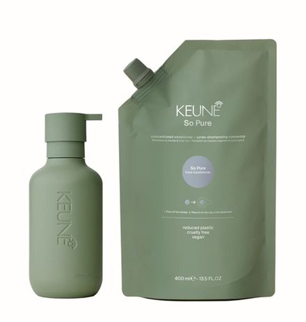 Keune So Pure Набор ОСВЕЖАЮЩИЙ-КОРРЕКТИРУЮЩИЙ блонд цвет Кондиционер (кондиционер 400 мл + флакон + коробка + шубер + пакет)