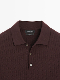 Massimo Dutti Поло из 100% хлопка с узором «косы», бордо