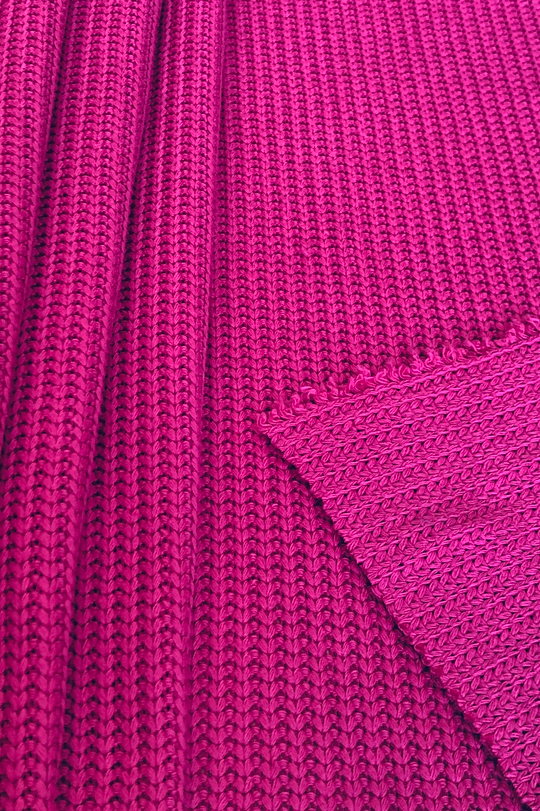 Трикотаж вязанный, косичка мелкая, розовый яркий, хлопок MARNI