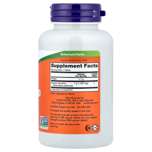 NOW Foods, спирулина, 1000 мг, 120 таблеток
