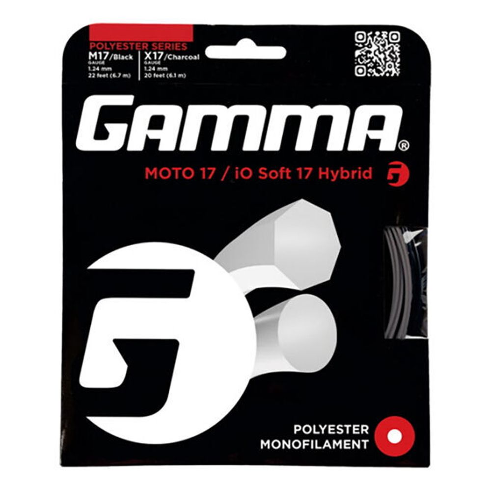 Струны теннисные Gamma Moto IO Soft Hybrid String Set - Black, Dark Grey