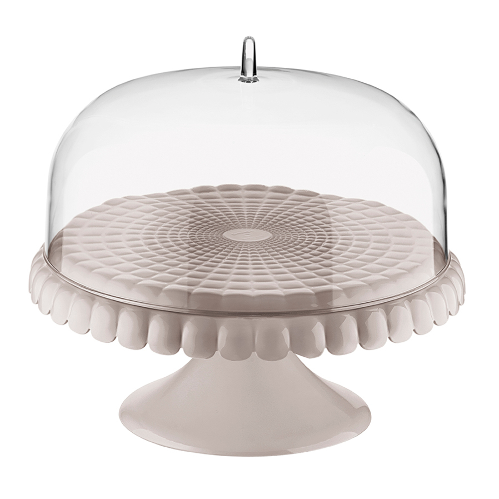 Блюдо для торта с крышкой tiffany, D30 см, серо-бежевое
