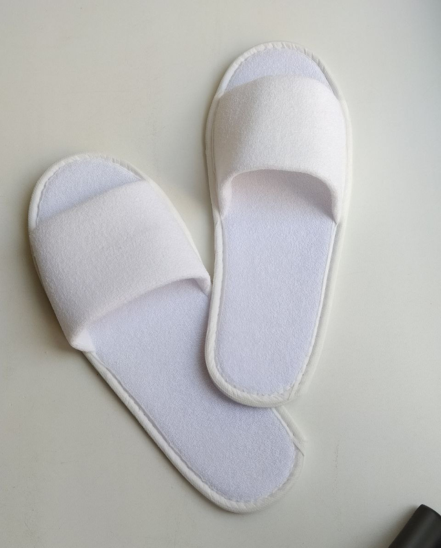 Тапочки махровые с открытым мысом, подошва "ЭВА" (двусторонняя махра)