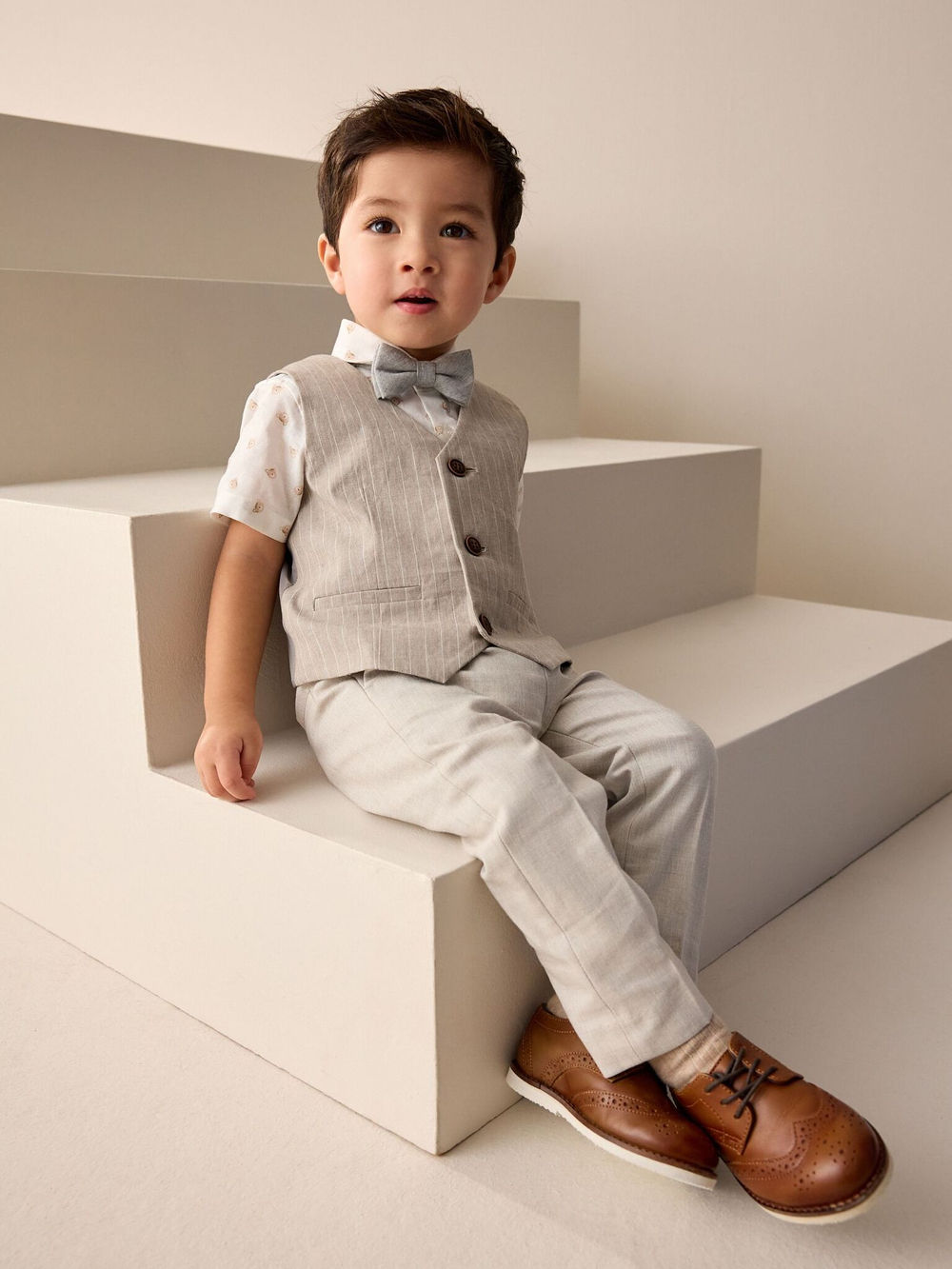 Комплект из трех предметов для мальчика Next AG8-624, Бежевый, Молочный