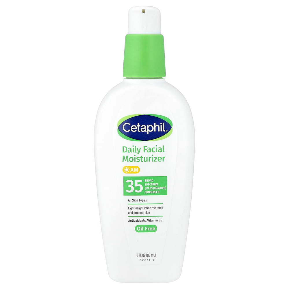 Cetaphil, увлажняющий крем для лица для ежедневного применения, солнцезащитный крем, SPF 35, без отдушек, 88 мл (3 жидк. унции)