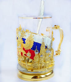 Подстаканник "Российский" с золочением в футляре