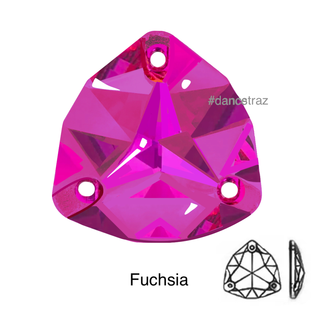 Стразы пришивные, Fat Triangle, Fuchsia, 502, 24mm, (24 ea/pkg), 5A+, (F2)