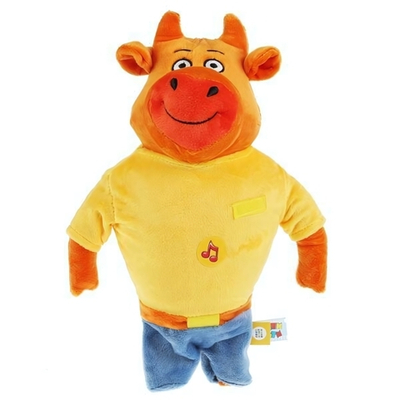 Папа бык 30см. "Оранжевая корова" муз. чип, в пакет V92752-23 (Мульти-Пульти)