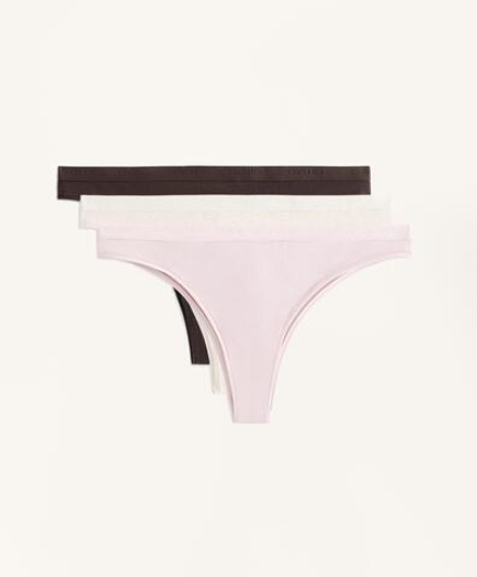 OYSHO Набор из 3 пар трусов-бразильяно из хлопковой смеси, лиловый