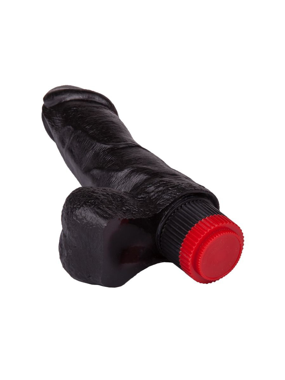 Чёрный виброфаллос с мошонкой - 15,5 см. (Цвет: черный)