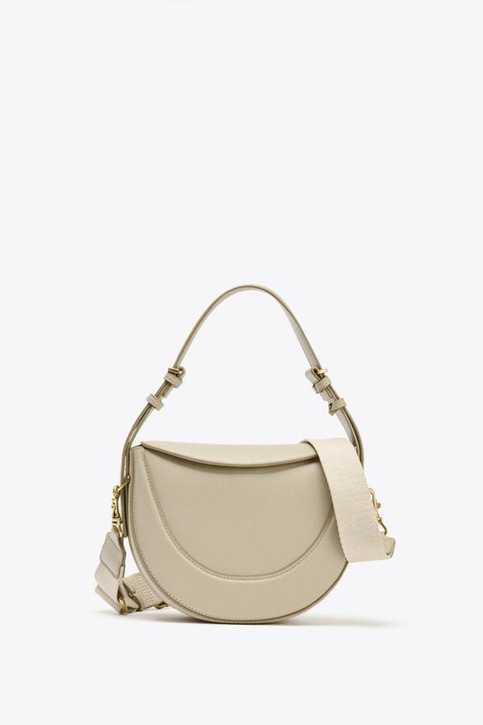 ZARA СУМКА-МЕССЕНДЖЕР С КЛАПАНОМ, СЕРО-КОРИЧНЕВЫЙ
