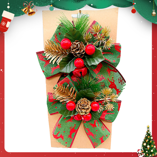 Декоративный новогодний бант "Print", зеленый