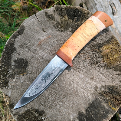 Туристический нож НС-18 Медведь, рукоять береста (Златоуст)