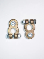 Клемма АКБ усиленная, латунь, пара (+/-), болт сверху.