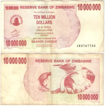 10 000 000 долларов 2008 Зимбабве (Bearer Cheque)