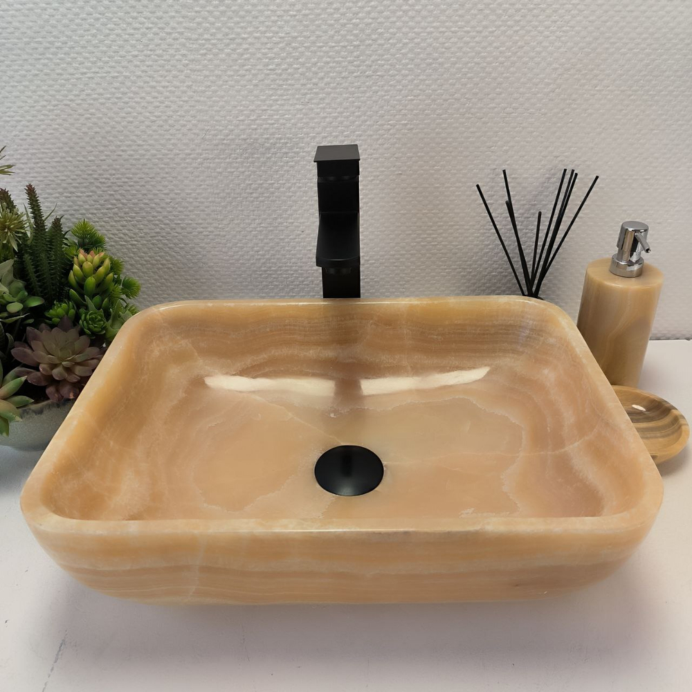 Раковина из оникса Rectangle Yellow SO-63047 46*34*14 54