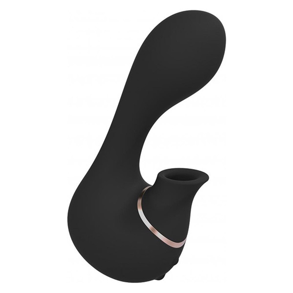 Черный вибратор с вакуумным стимулятором Irresistible Mythical Black IRR004BLK