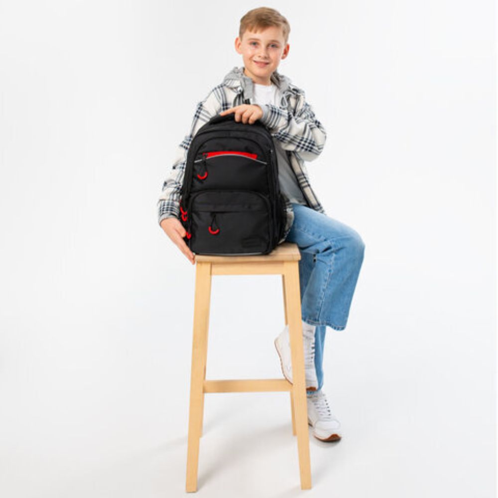 Рюкзак BRAUBERG FORCE, 2 отделения, 5 карманов, "Bright red", 39х28х17 см, 273154