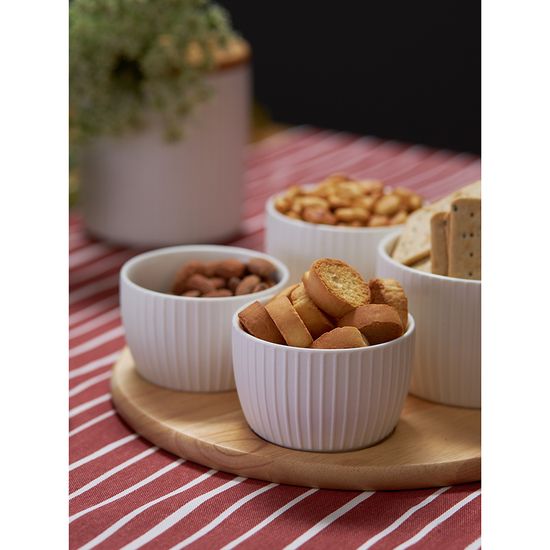 Менажница soft ripples, dual glazing, на деревянной подставке, 4 чаши