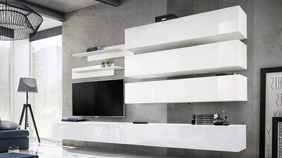 Гостиная 4 МДФ Белый DM635-6 / Белый Фасадный 0101 320*40*180 см, Белый, Белый Фасадный   Фиеста