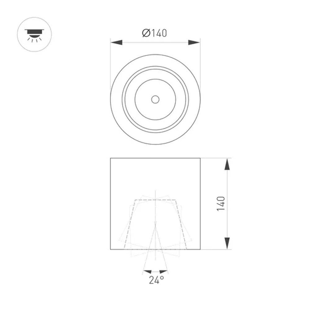 Светильник SP-FOCUS-R140-30W Warm White (Arlight, IP20 Металл, 3 года) 021066