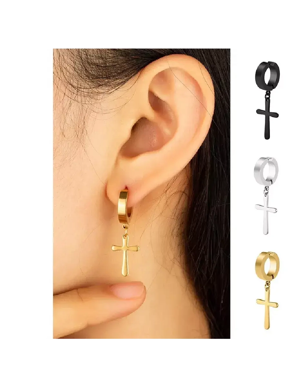 Клипса "Чёрный крест" без прокола.