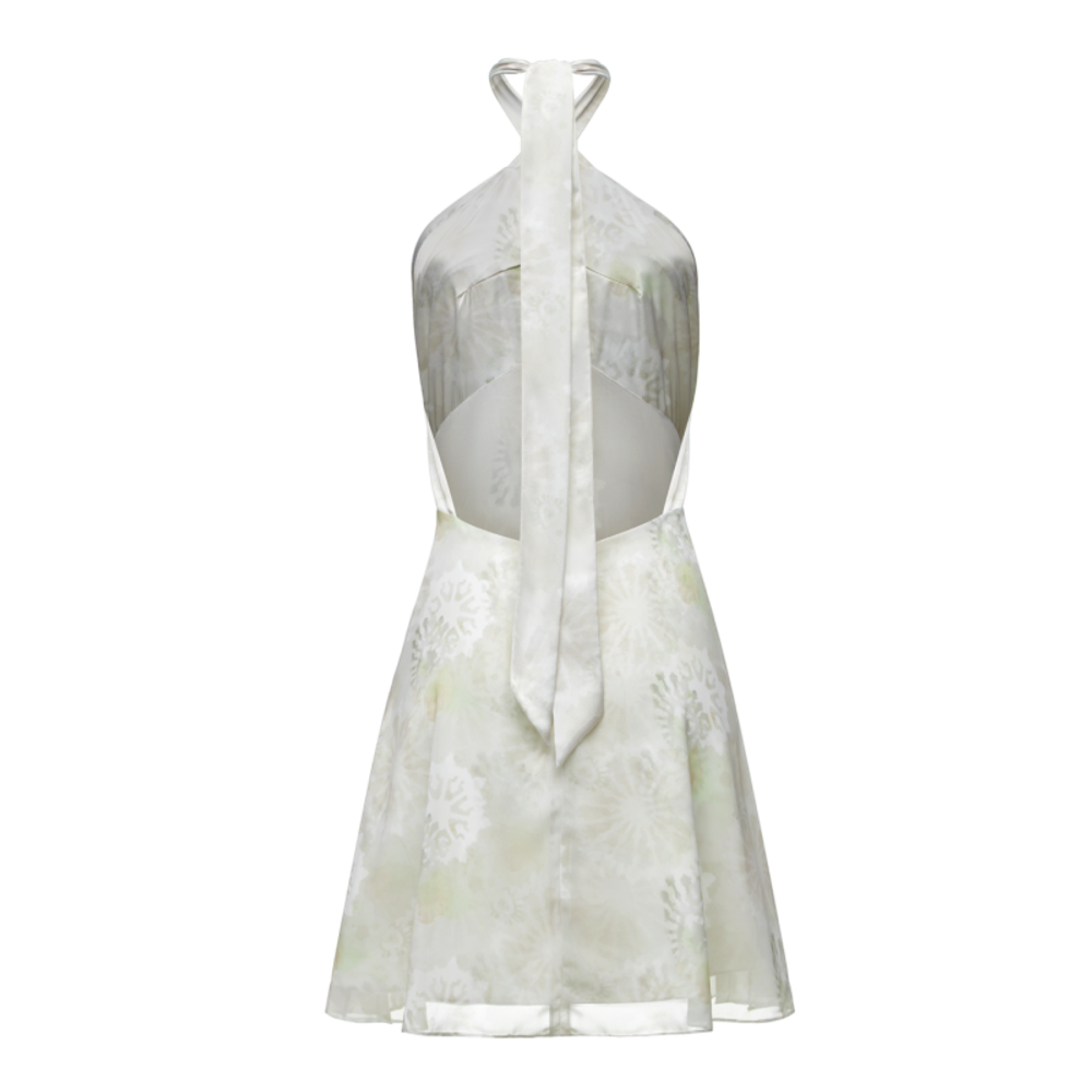 Платье мини с халтером и драпированным лифом