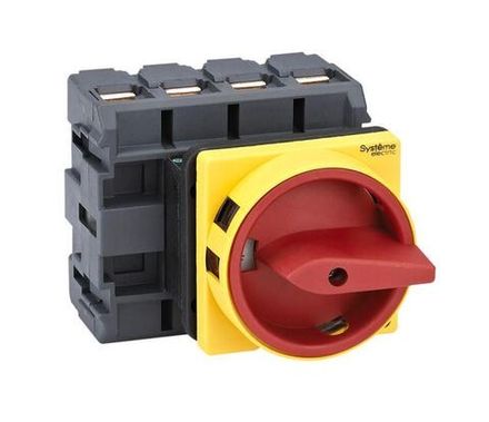 Выключатель-разъединитель 4п 80А IP20 с красн. рукоят. на дверцу 4 винтами с замком SE MSD80410R