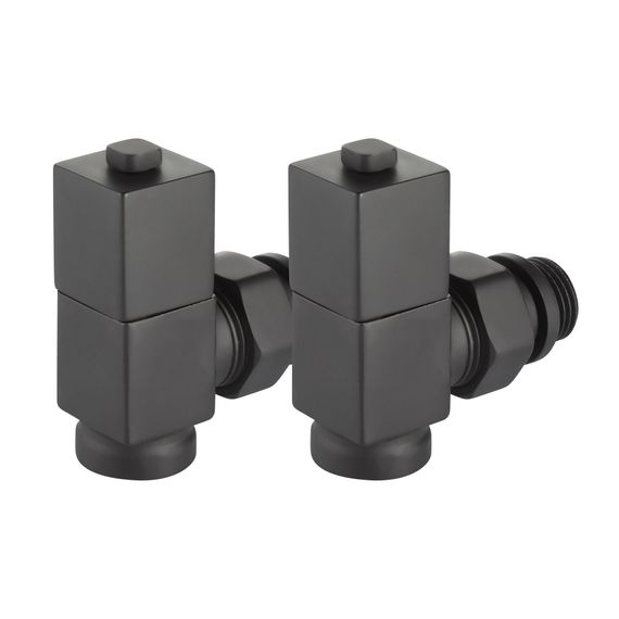 Набор дизайн-вентилей Royal Thermo CUBE, угловой (черный) 1/2quot; — (4)
