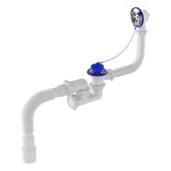 Сифон для ванны 40/50 AQUATTRO пробка цепочка с чашками нерж и гибкой трубой 41792