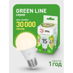 Лампа светодиодная ЭРА GREEN LINE LED A60-15W-830-E27 GL 15Вт груша теплый свет E27 | Лампы cветодиодные Груша (A)