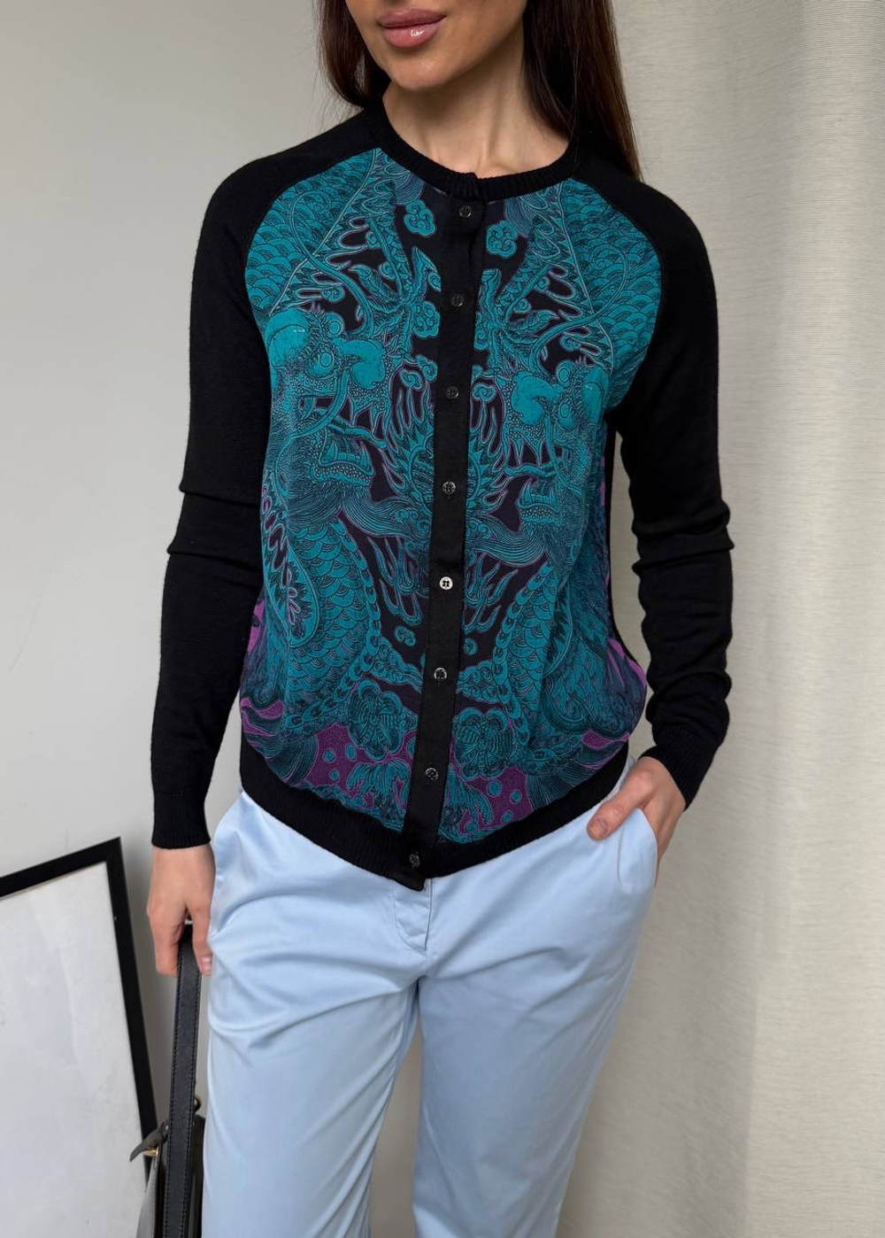 Шерстяной кардиган с шелком Roberto Cavalli, S