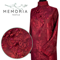 Платье ритуальное "Сакура Премиум" бордовое (укороченный рукав)