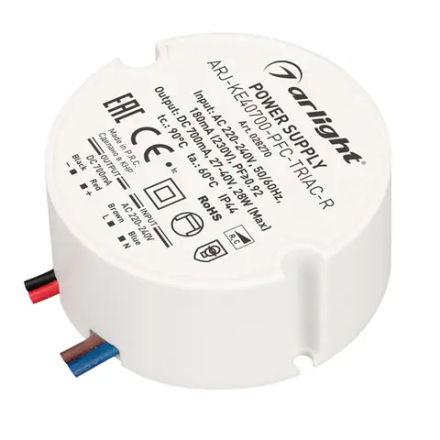 Блок питания ARJ-KE40700-PFC-TRIAC-R (28W, 700mA) (Arlight, IP44 Пластик, 5 лет) 028270