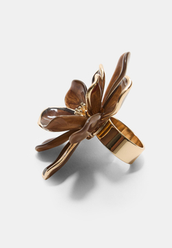 STRADIVARIUS Контрастное кольцо с цветком, коричневый