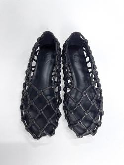 Балетки плетеные из натуральной кожи черный