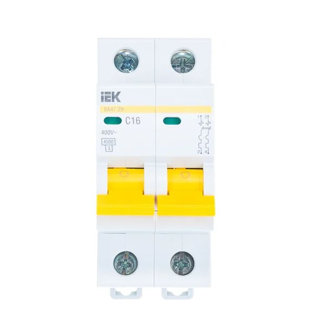 Выключатель автоматический модульный 2п C 16А 4.5кА ВА47-29 KARAT IEK MVA20-2-016-C