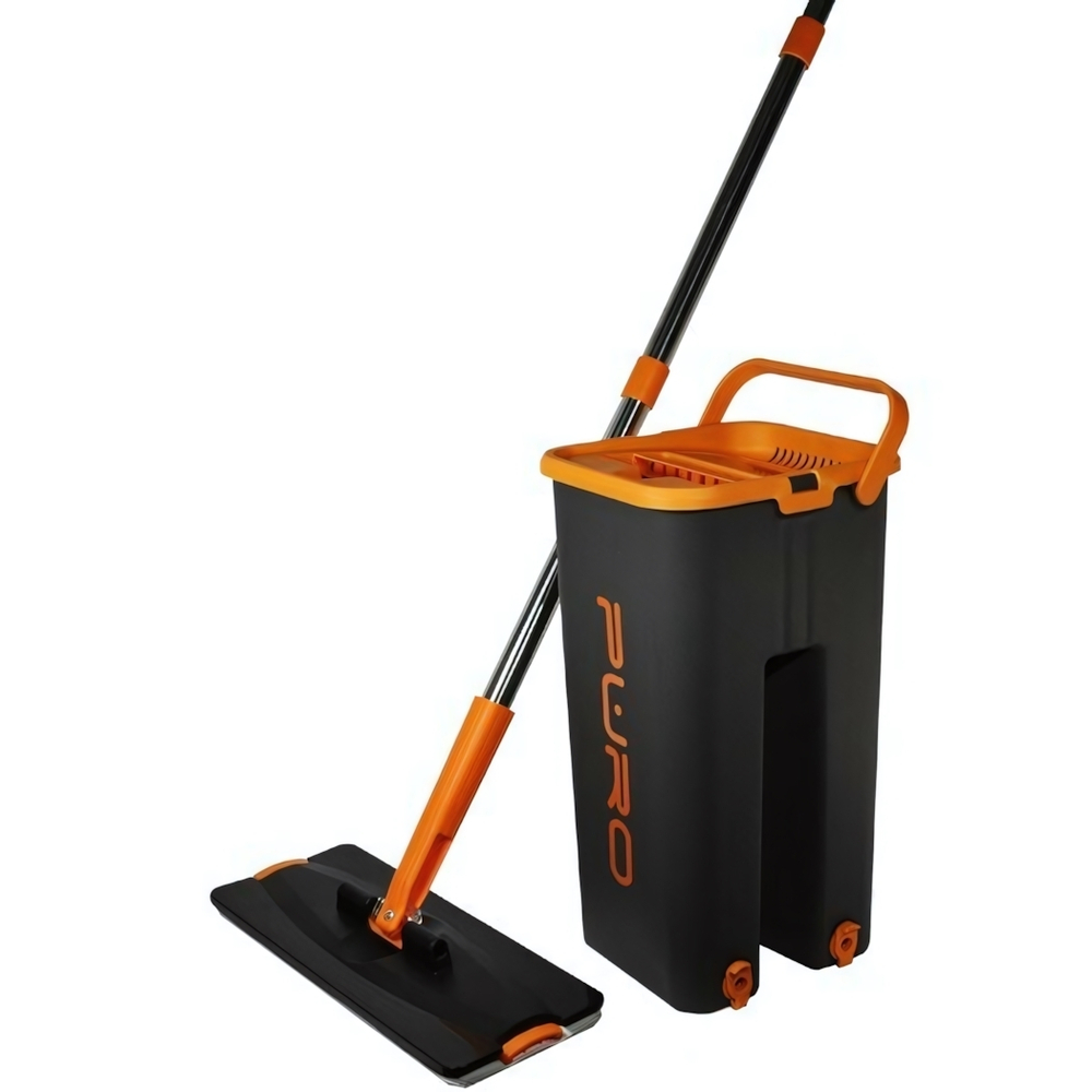 Набор для уборки PURO MINI 6 л. (ведро с отжимом + швабра + 3 насадки) в инд. упаковке цвет черный