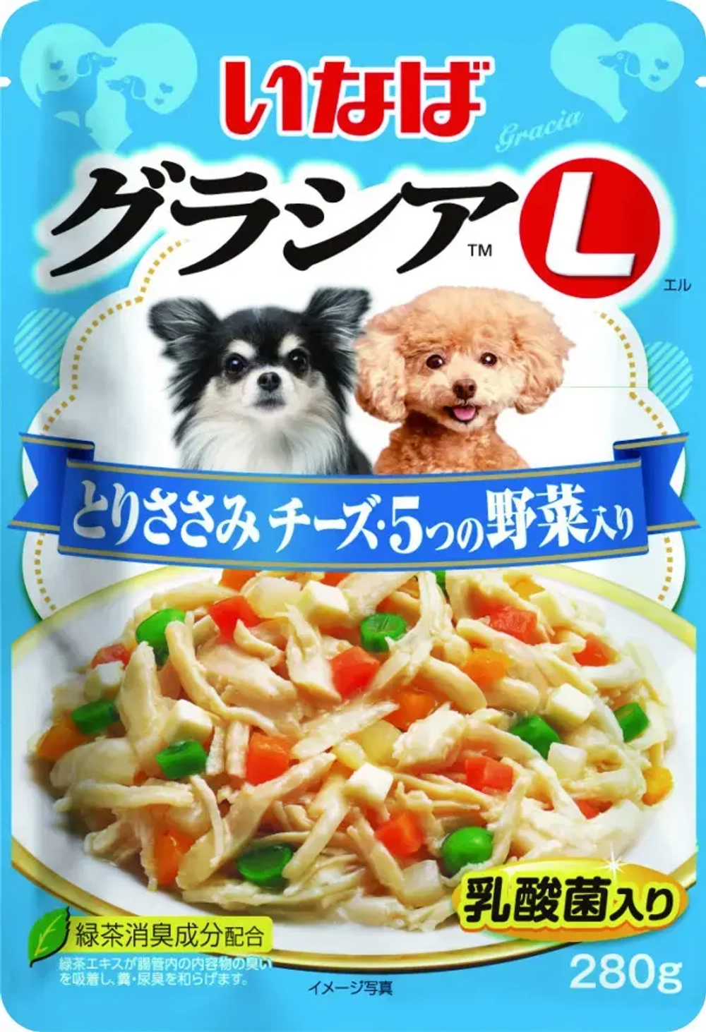Inaba gracia l влажный корм для взрослых собак с куриным филе, сыром и овощами в желе, в паучах - 280 г