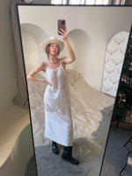 Шелковое платье с вышивкой молоко, мидакси, прозрачное