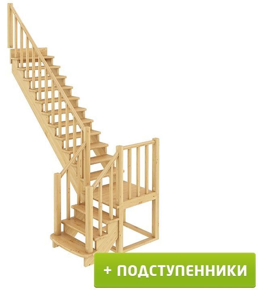 Лестница  К-022м Л с подступенками сосна (7 уп)