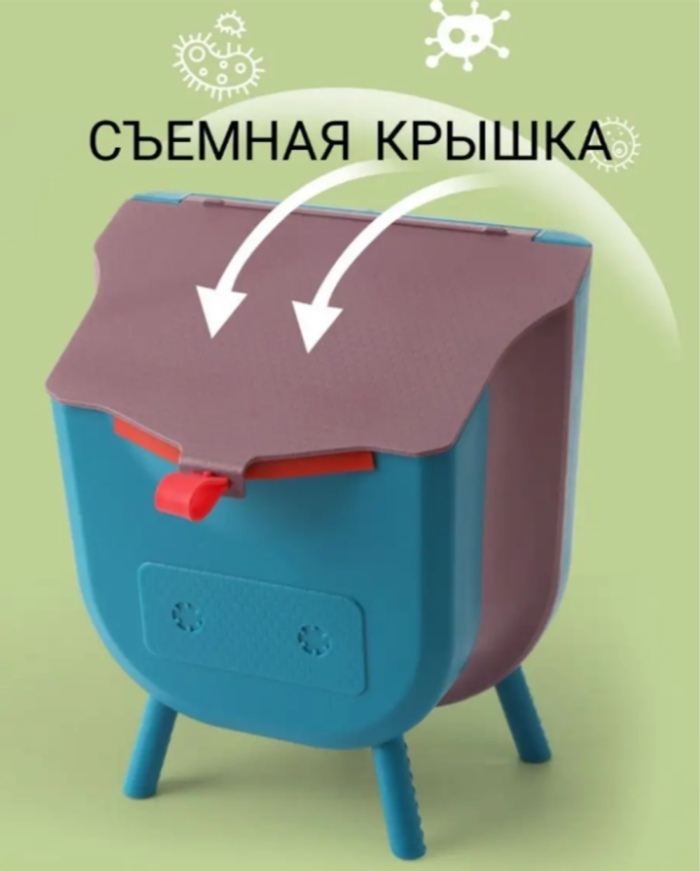 Контейнер для мусора "Питер Маркет", подвесной, складной, с крышкой, черный