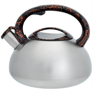 Чайник со свистком 3 л из нержавеющей стали, индукционное дно WEBBER BE-0594 сатин, черный мрамор