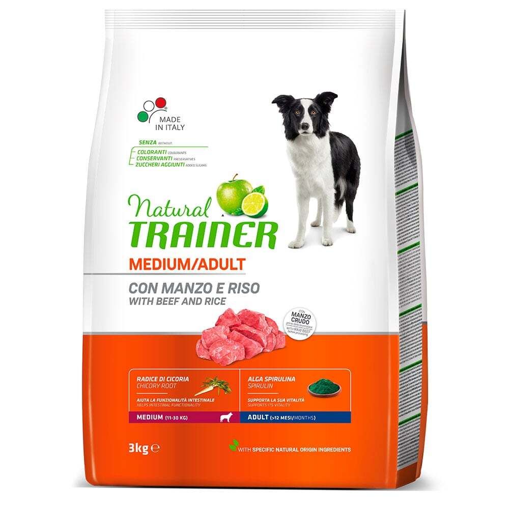 Сухой корм Trainer Natural Medium Adult для взрослых собак средних пород с говядиной и рисом 3 кг