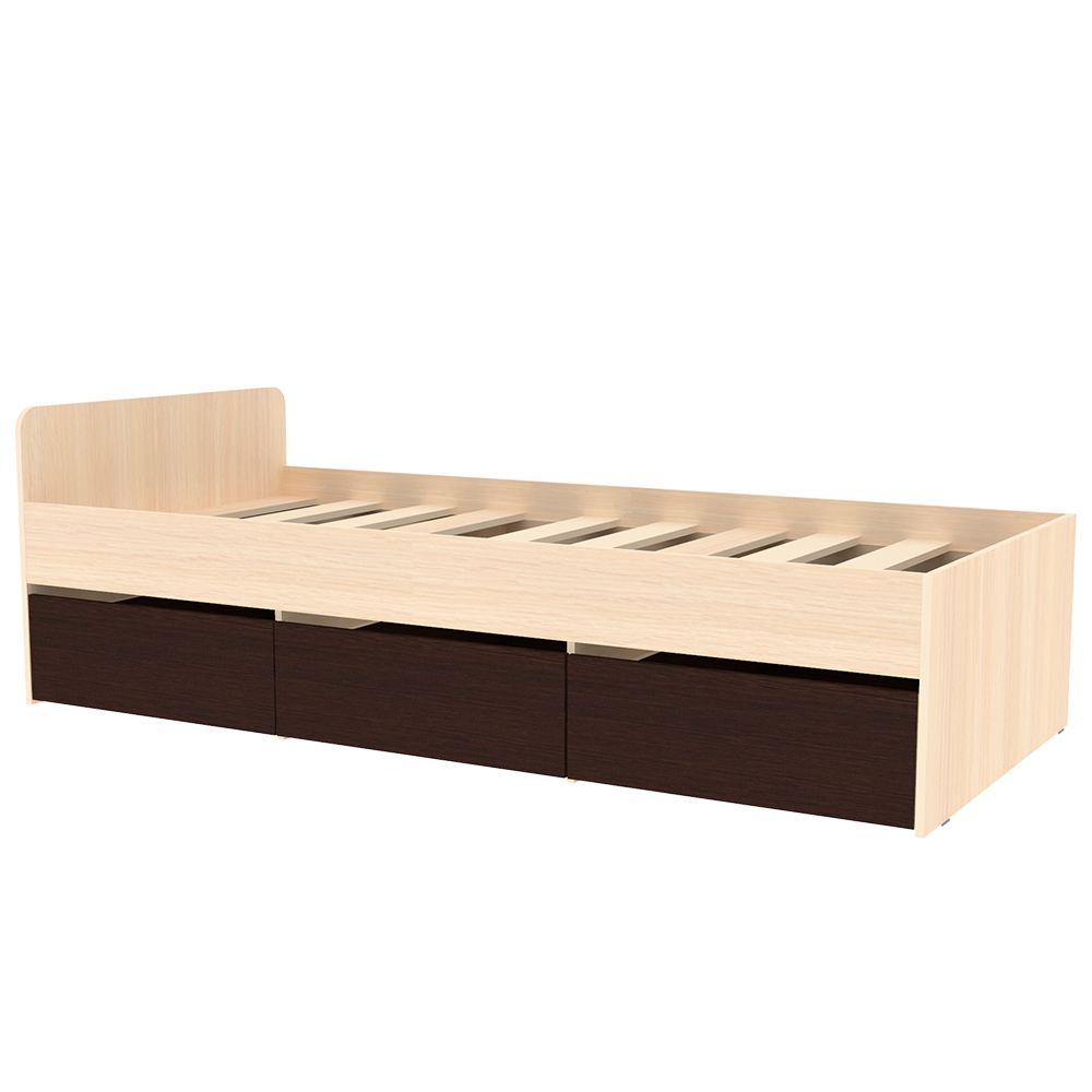 Кровать односпальная КарИВи КИВи  Дуб Молочный Венге