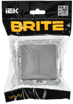 BRITE Выключатель 2-клавишный перекрестный 10А ВС10-2-3-БрС сталь IEK
