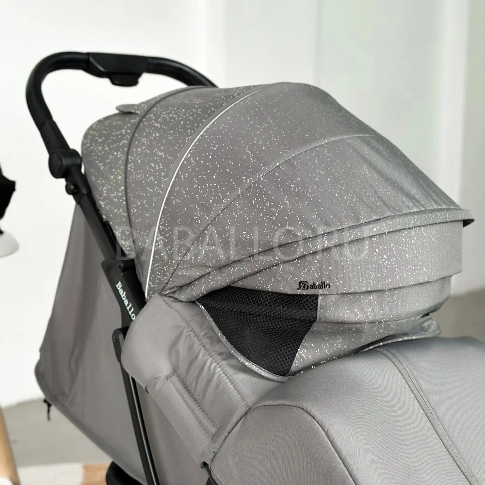 Коляска прогулочная Babalo 2024 Снег текстиль на черной раме